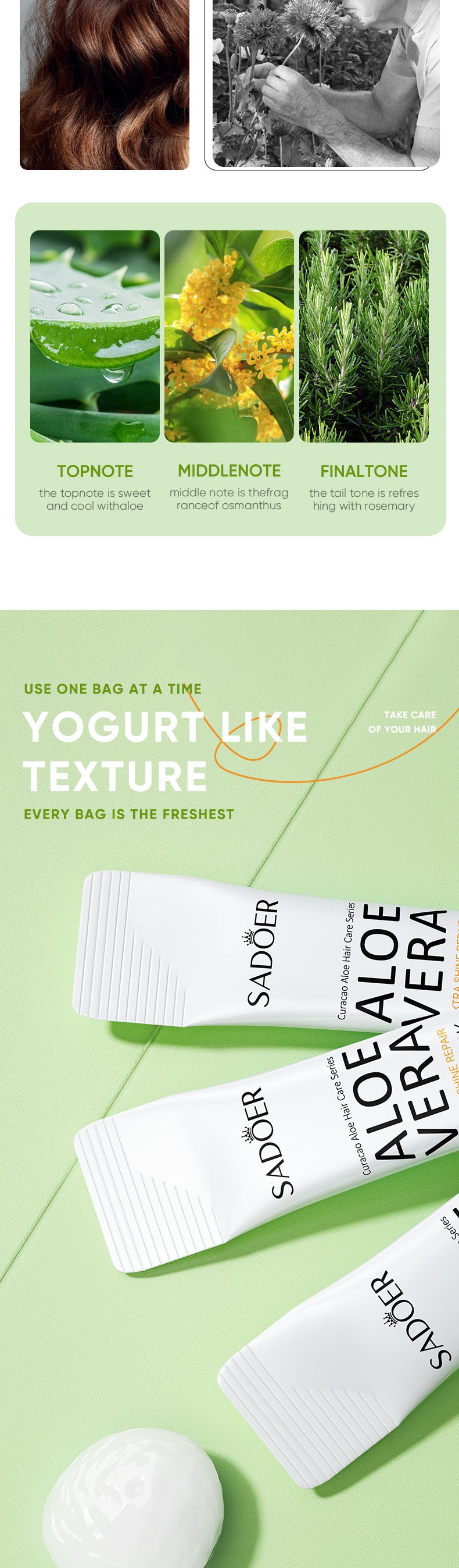 Aloe Vera Hair Mask10g*20pcs Smooth Improves Frizz and Smoothness Portable Export Manufacturer Wholesale