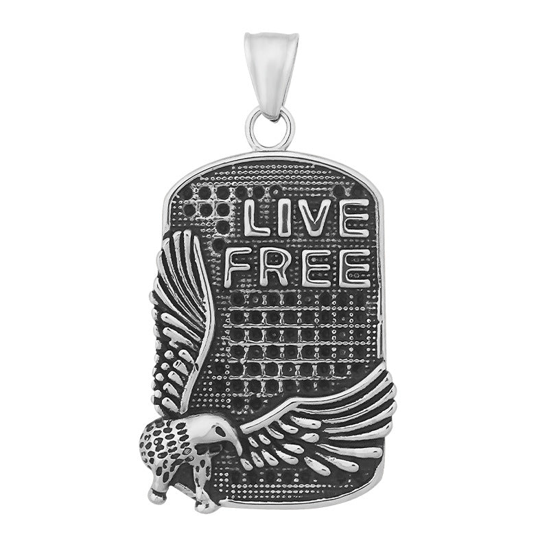 Wholesale Niche Hip-Hop Long Stainless Steel Eagle Square Pendant Sweater Chain Personality Street Style Unisex Titanium Steel Necklace