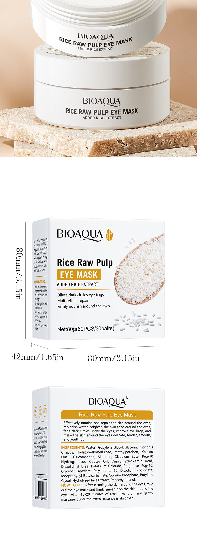 Full English Rice Skincare Set BIOAOUA Rice Puree Series Six-Piece Set Box  Wholesale