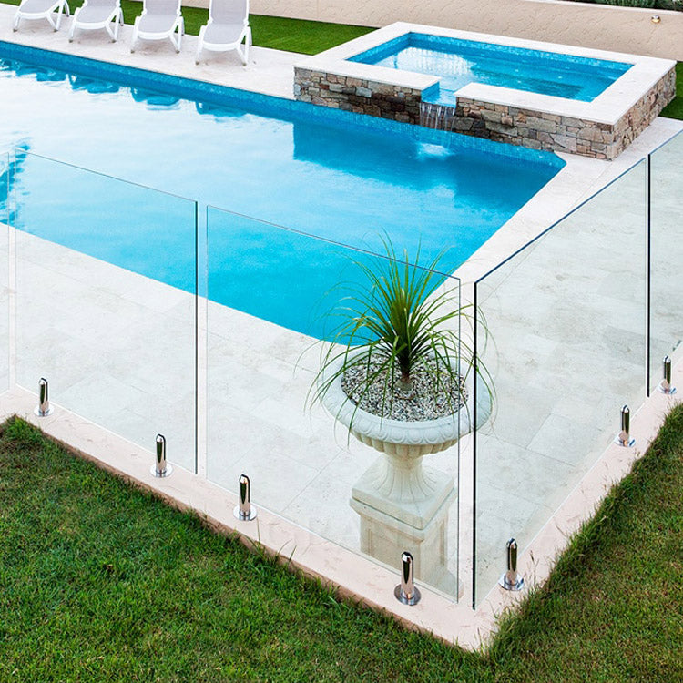 Modern clear Laminated Tempered Glass Balcony Railing Stainless Beautiful Designs