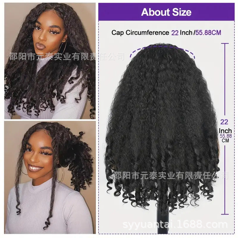 v-part Afro curls Hot Sale 180% Afro Curly Bouncy V Part Wig