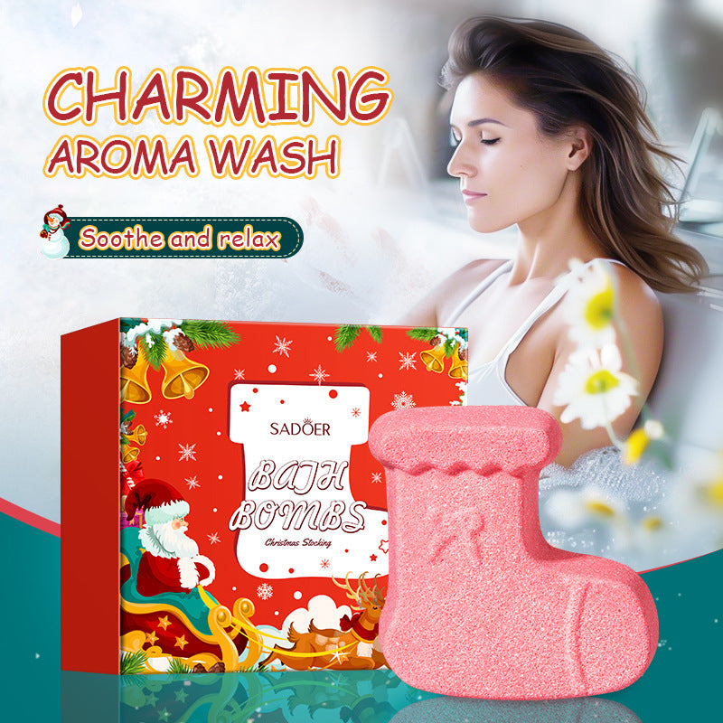 Cross-Border Christmas Stocking Bath Bombs SADOER Deep Cleansing Body Bath Bath Salts Export Manufacturer Wholesale