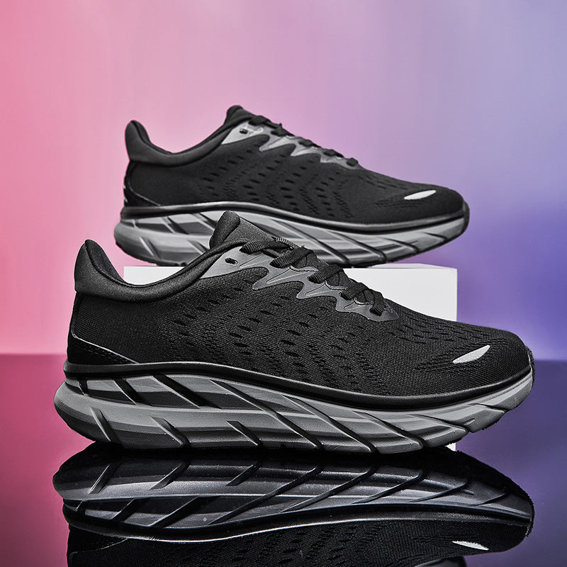 HK Jacquard Mesh Breathable Outdoor Casual Shoes Men's Anti-Slip Soft Sole Lightweight Sports Running Shoes