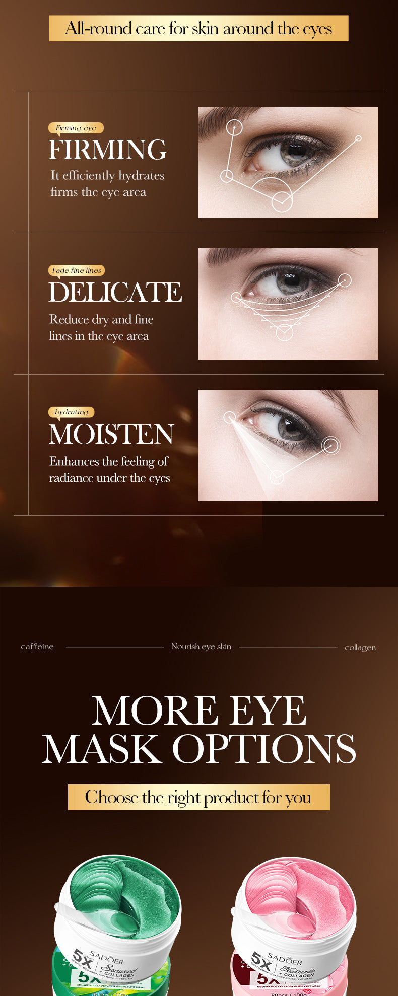 Cross-border Boxed Eye Mask80pcs/100g  Snake Venomoid Peptide Seaweed Condensing Smooth Eye Mask Export Manufacturer Wholesale