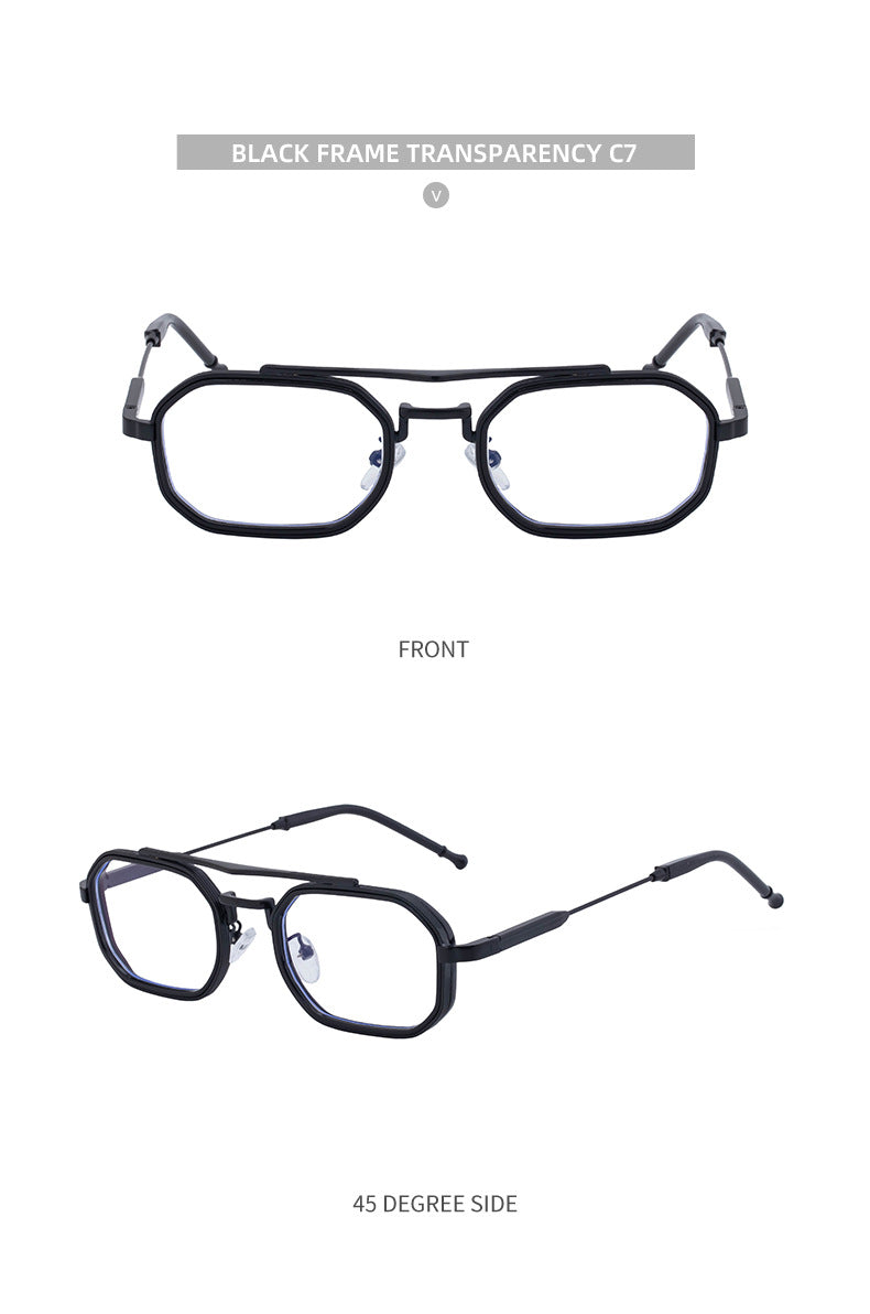 2025New Small Frame Glasses Men Double Beam retro Sunglasses Men's High Sense Full Frame Sunscreen Sunglasses shades