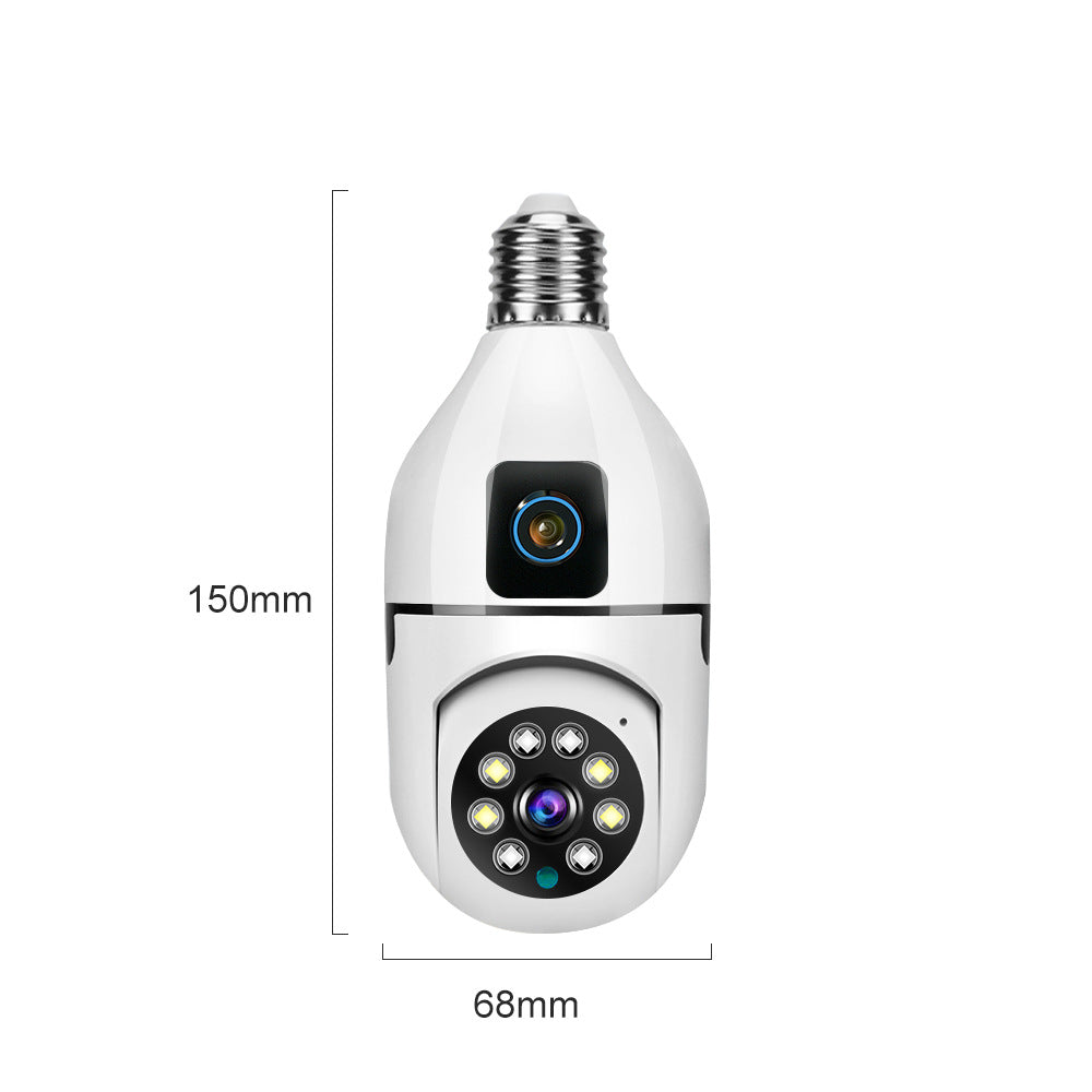 Binocular Bulb Camera360360-degree panoramic dual-screen display Dual Lens Household WiFi Remote Indoor Camera