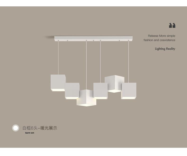 Art Cube Restaurant Light Modern Dining Table Pendant Light Simple Trendy Office Desk Bar Counter Study Room Restaurant Grand Lighting Fixture