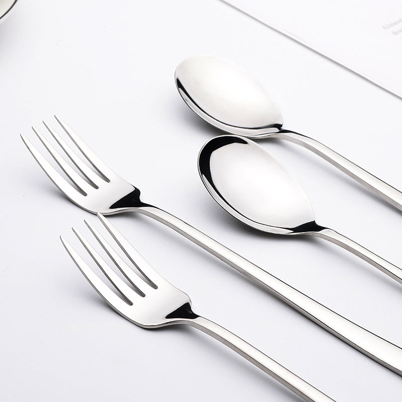 304Stainless Steel Tableware Korean Style Spoon Fork Adult Deepened Soup Spoon Ramen Fork Glossy Ruyi Wholesale Korean Style Wholesale