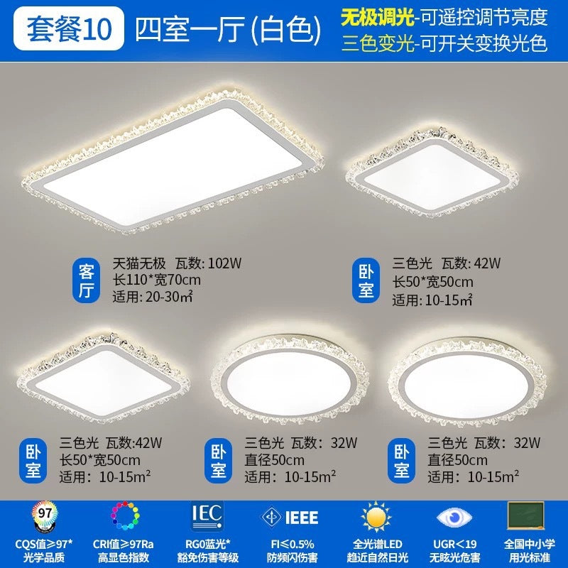 Light Luxury Living Room Ceiling Lamp2025New Year's Crystal Lamp High-end Bedroom Main Lamp Round led Eye Protection Lighting