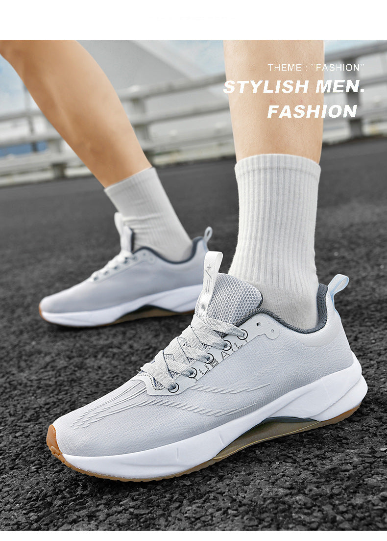 Summer Men's Fashion Breathable Sneakers Student Outdoor Trendy Lace-up Thick-soled Low-top Casual Running Shoes