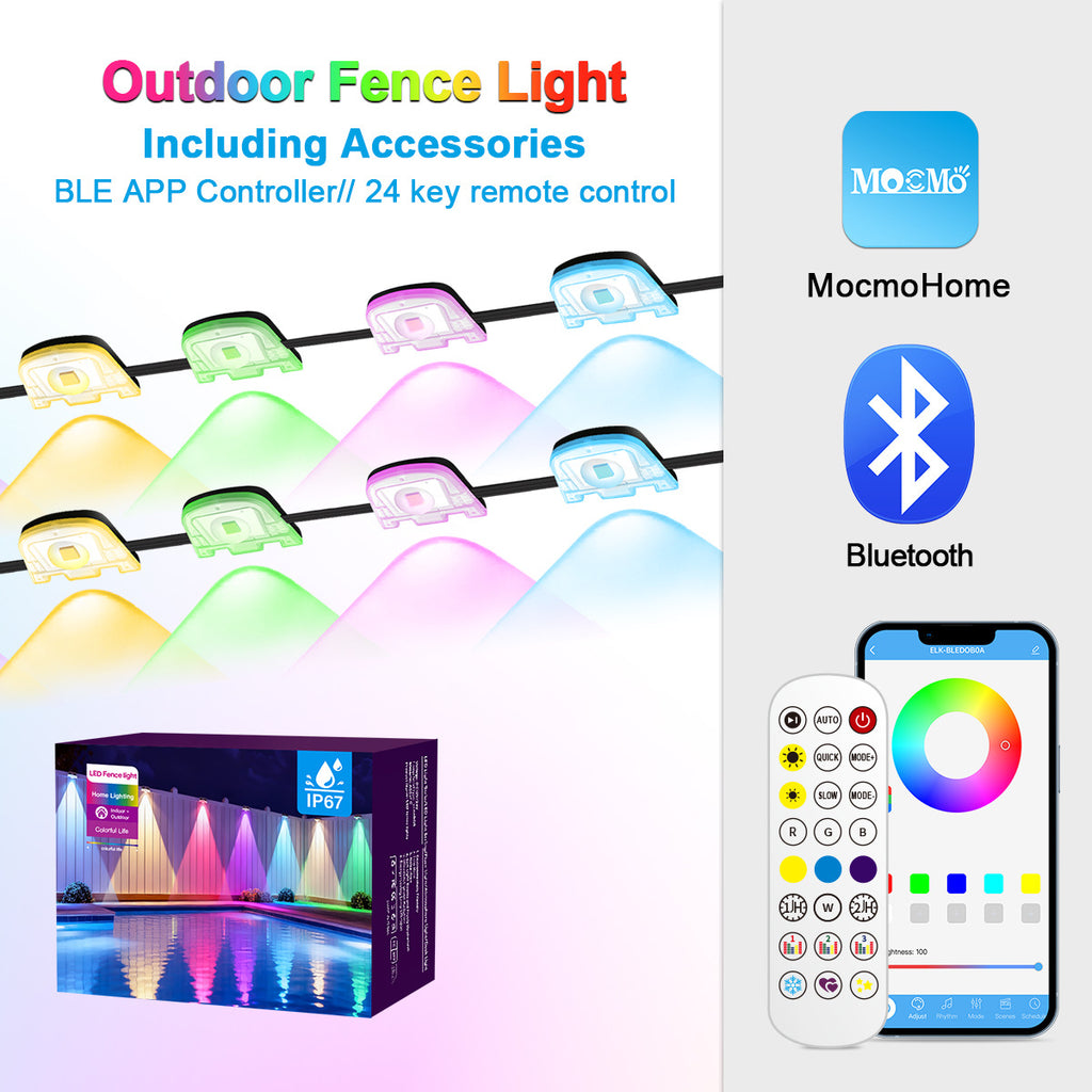 Bluetooth fence light RGBCW Iridescent Fence Light Wall Washer Light Fence Light Garden Light Waterproof Decorative Light