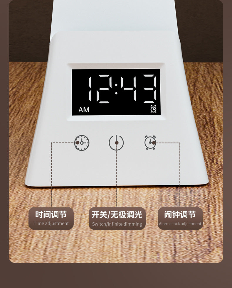 Desk Lamp for Students with Clock Alarm Creative Desktop Reading Lamp Dimmable Color Adjustable Student Dormitory Lamp