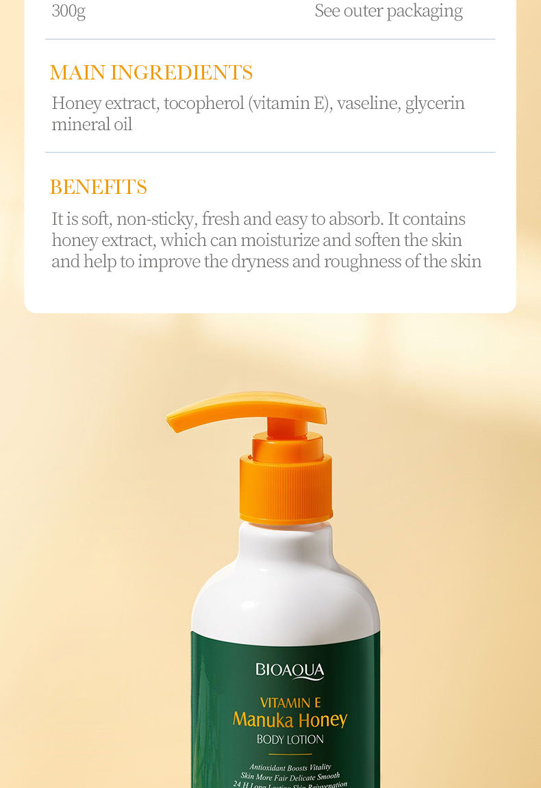 Vitamin E Body Lotion BIOAOUA Honey Hydrating Refreshing Moisturizing Body Lotion Cross-Border Wholesale