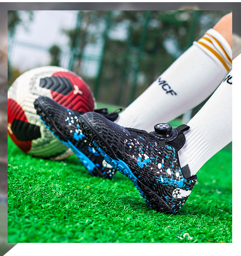 Rotating Button New Children's Soccer Shoes Girls' Spike Training Shoes Girls' Elementary School Sneakers Sports Shoes