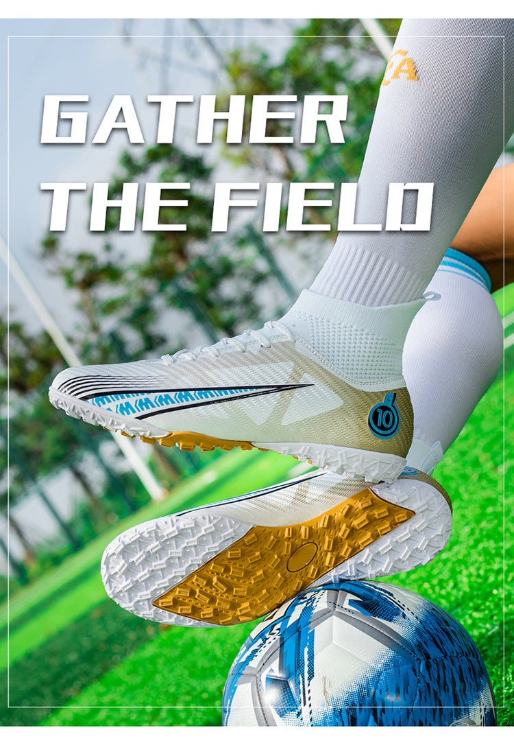 World Cup Football Shoes Men's High Top Long Spike Lawn Broken Spike Youth Student Competition Training Shoes