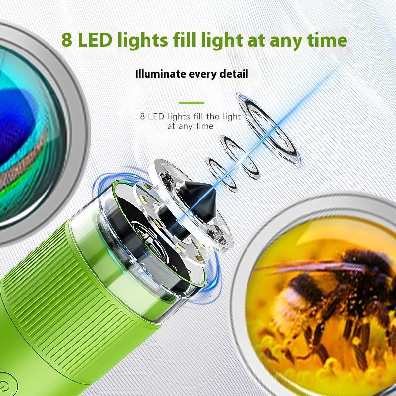 Cartoon High-Definition New Children's Digital Electronic Microscope with Screen Handheld Portable Magnifier Educational Gift In Stock