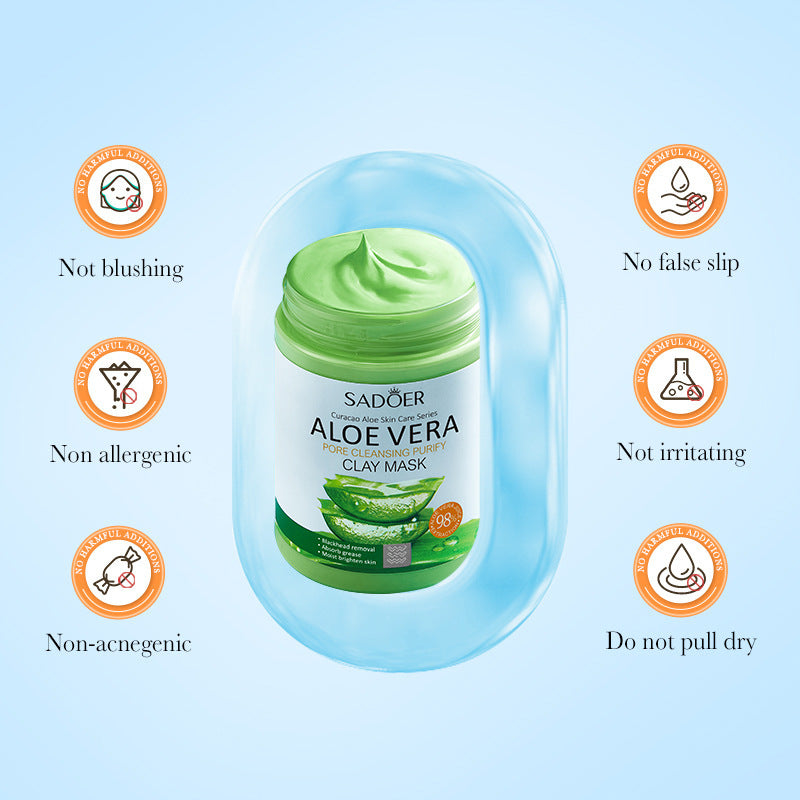 Aloe Vera Mud Mask100gSADOER Clean pores and refine skin gel mask cross-border wholesale