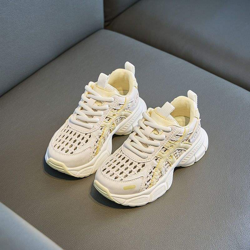 Girls' Sneakers2025Summer New Breathable Hollow Summer Dad Shoes for Big Kids Running Shoes Children's Shoes