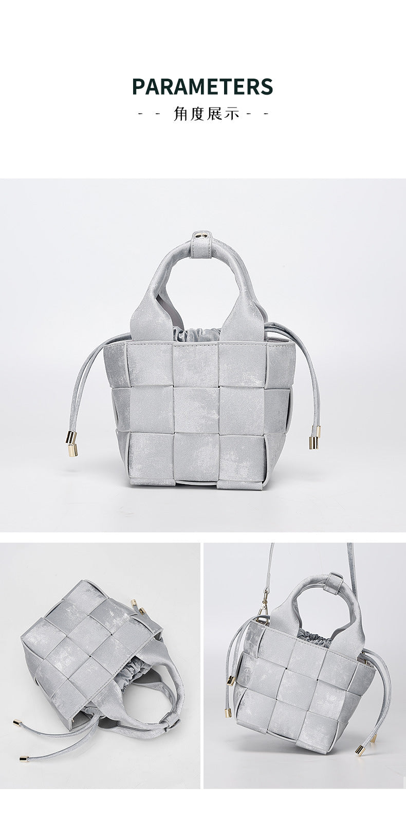 New Chinese Style Handmade Bucket Bag Woven Design Basket Handbag New Mini Crossbody Bag for Women