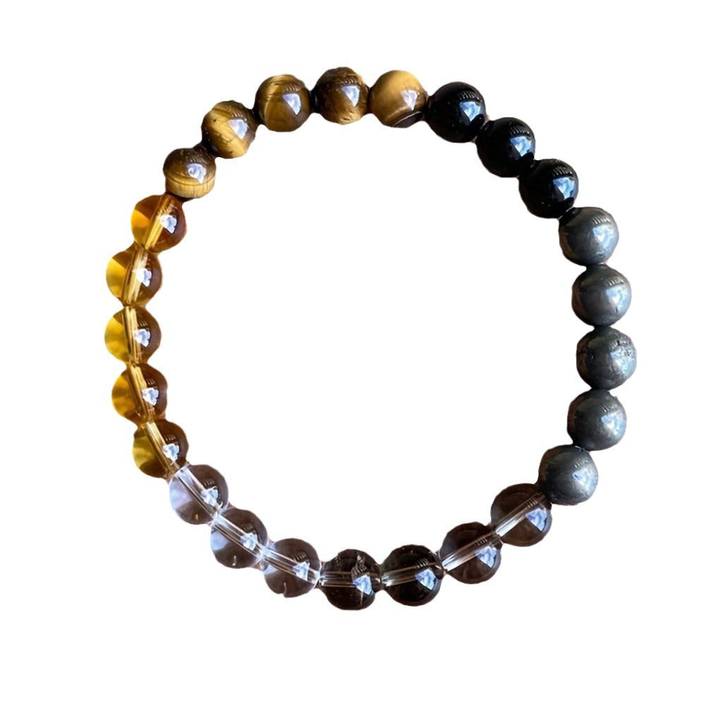 Men's Bracelet8mm Versatile High-End Bracelet Jewelry Woven Elastic Cord Single Loop Obsidian Bracelet