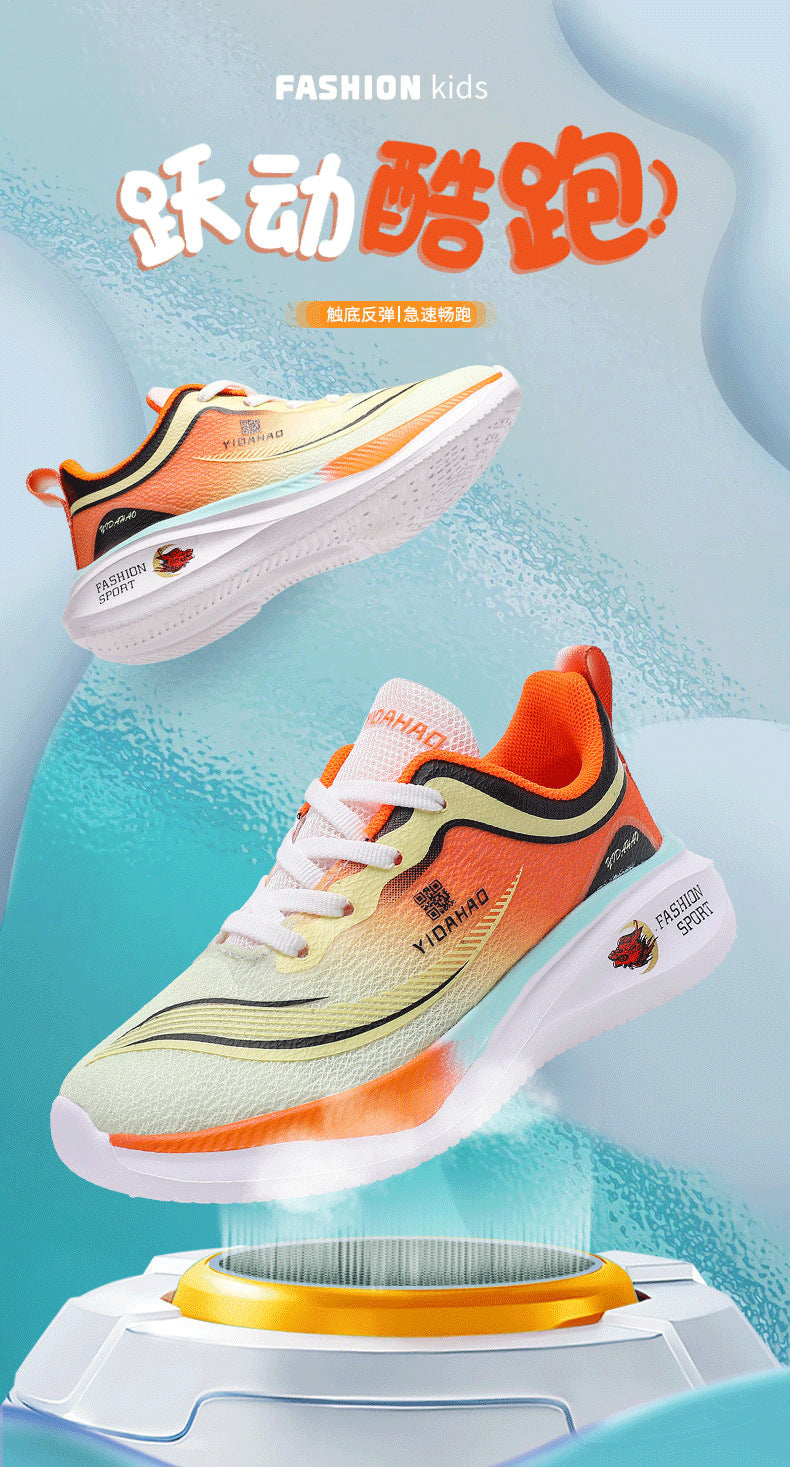 Children's Running Shoes Spring Summer Boys and Girls Shoes Flyknit Lightweight Breathable Elementary School Students Racing Sports Shoes for Young Children