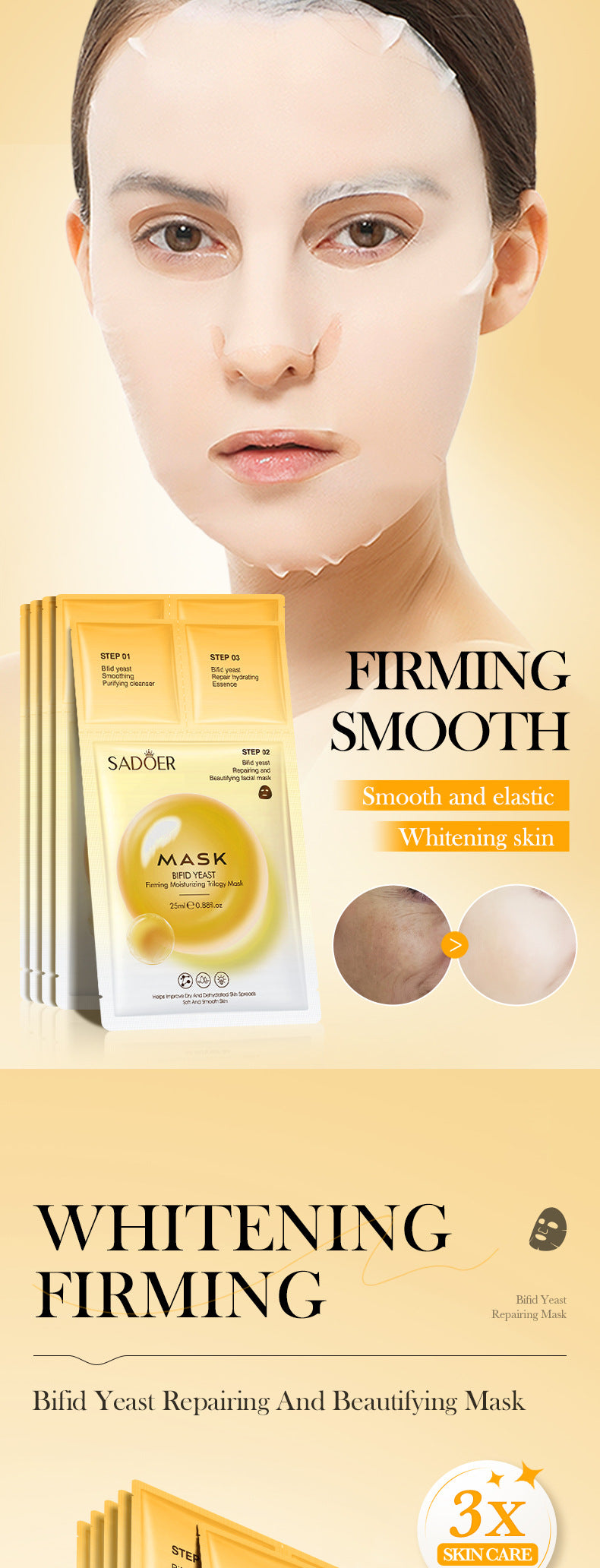 Trilogy Mask SADOER Hyaluronic Acid Firming Acne Removal Hydrating Beauty Mask Cross-Border Wholesale