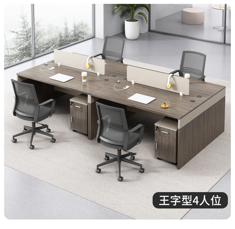 Financial Office Desk Employee Position Staff Office Desk and Chair Set Simple Modern Three-Person Company Computer Desk