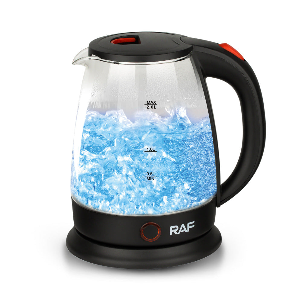 RAF European Standard Household Electric Kettle Automatic Power-Off Anti-Dry Boiling Glass Kettle with Visible Water Level for Home Use2L