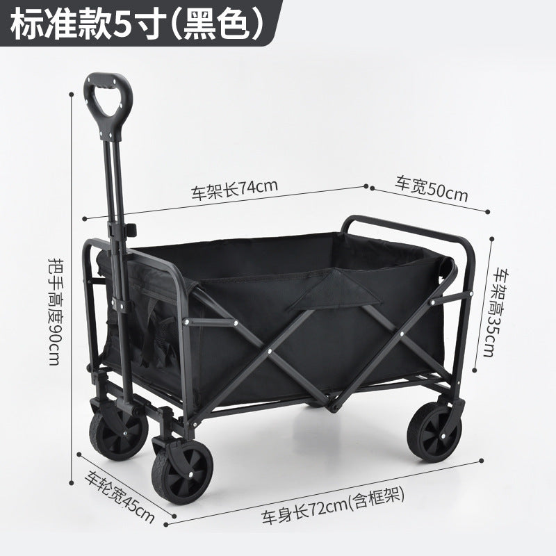 Camping Cart Outdoor Foldable Portable Flatbed Cart with Rear Opening, Liftable Table, and Stall Push Cart