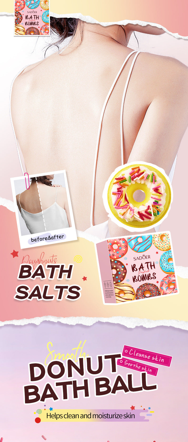 Full English Macaron Donut Bath Salt Ball SADOER Clean Body Bath Salts  Wholesale