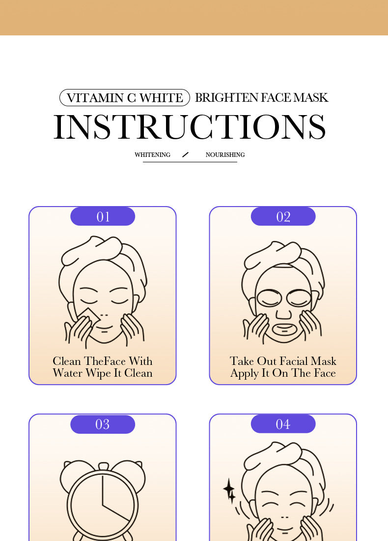 VC Whitening Mask BIOAOUA Vitamin C Hydrating, moisturizing, and brightening skin tone cross-border wholesale