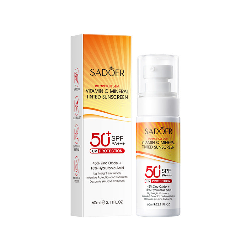 Vitamin C Mineral Tinted Sunscreen SADOER Isolation Sunscreen Lotion Cross-Border Wholesale