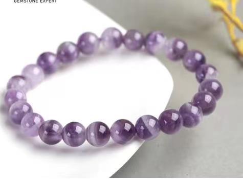 European and American Crystal Bracelet8MM Beaded Natural Stone White Pine Malachite Colorful Elastic Bracelet