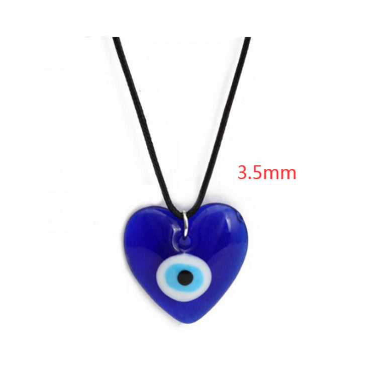 Devil's Eye Necklace European and American Wax Rope Necklace Turkish Blue Eye Women's Round Water Drop Necklace