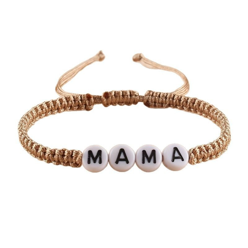 Mother's Day Birthday Gift Bracelet for Women, Stretchable Adjustable Handmade Woven Bracelet MAMA Letter Braided Bracelet
