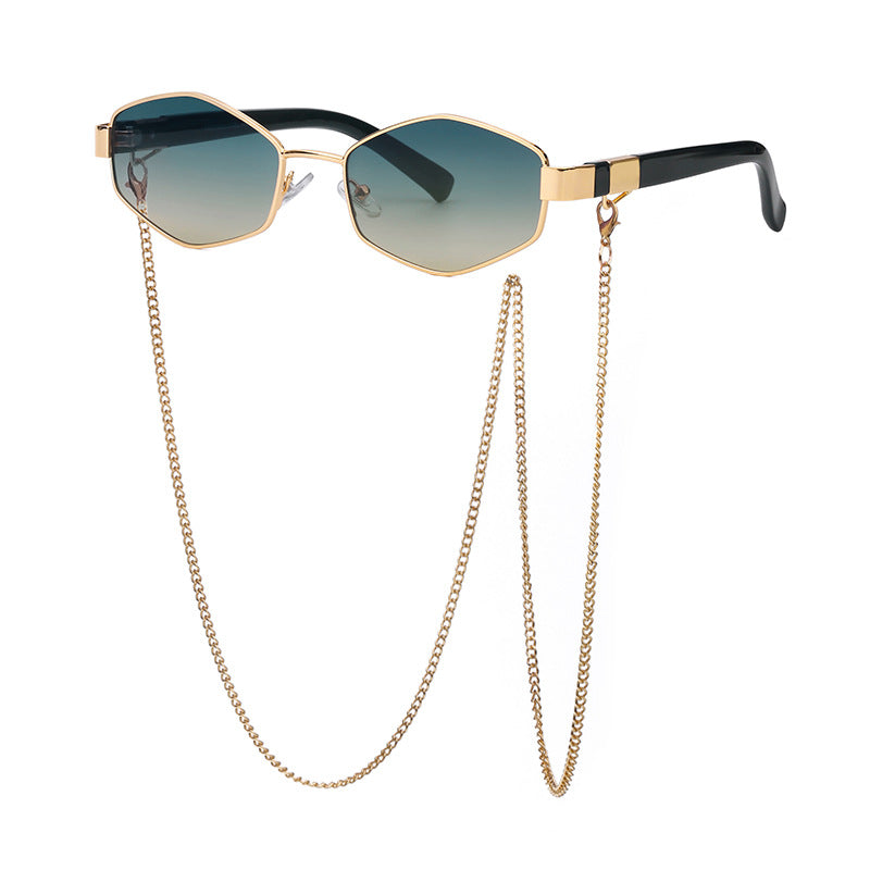 New Women's Sunglasses Fashion Chain Personality Round Frame Korean Style Sunglasses Wholesale Glasses sunglasses