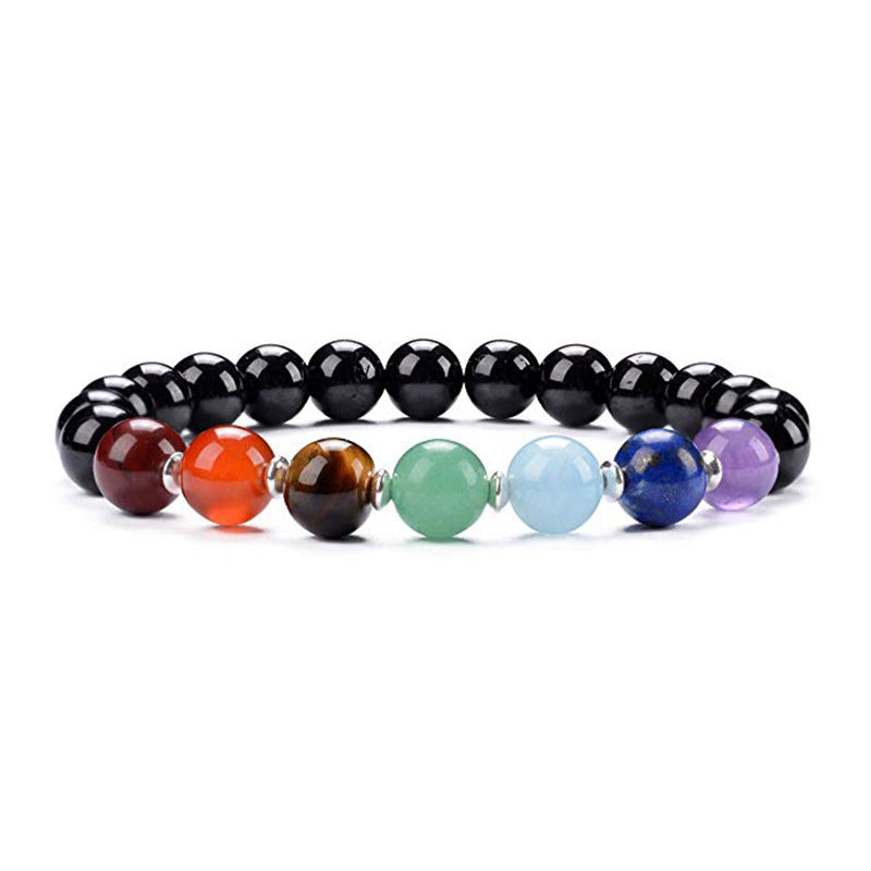 Women's White Crystal Colorful Bracelet Amethyst Vajra Buddha Bead Spacer Bracelet Natural Black Obsidian Colorful Bracelet