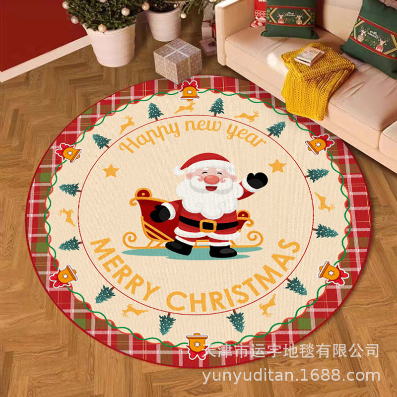 Christmas Carpet Round Living Room Mat Christmas Decoration Atmosphere Mat Christmas Tree Mat Labeling and Shipping