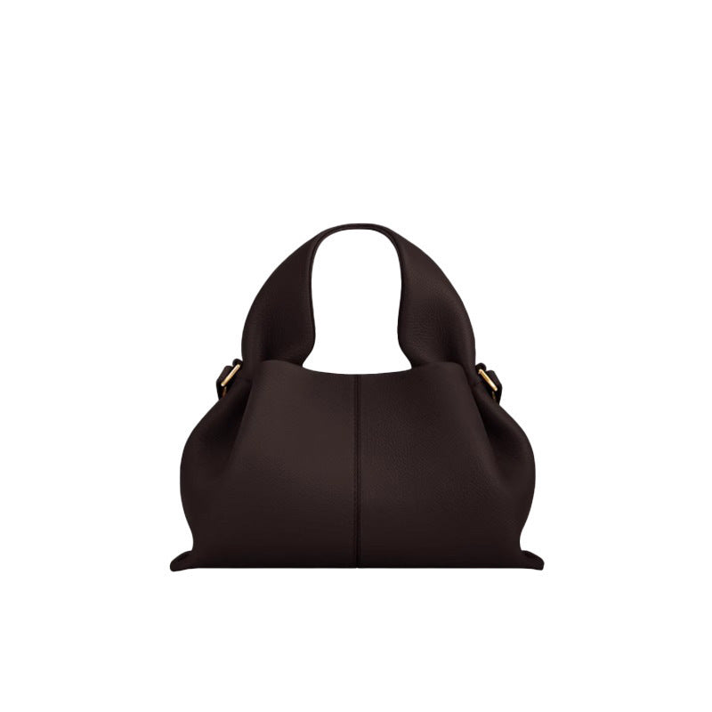 pole Cloud Handbag Genuine Leather Light Luxury French Niche Versatile Dumpling Bag European and American Retro High-Quality Texture Crossbody Bag