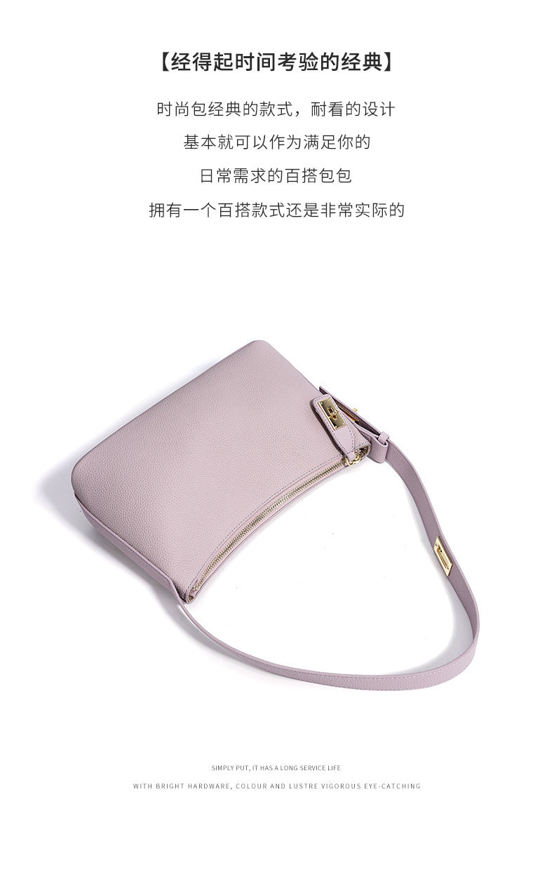 European and American High-End Luxury Handbag for Women, Niche Design, Underarm, Single Shoulder, Crossbody, Dumpling Shape, Genuine Leather, Cowhide, Pillow Bag