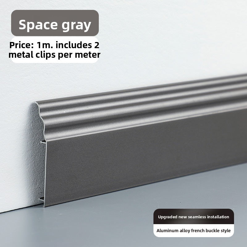 Aluminum alloy skirting board7cm Ultra-narrow double-layer snap-on skirting board, ultra-thin self-adhesive metal aluminum alloy baseboard