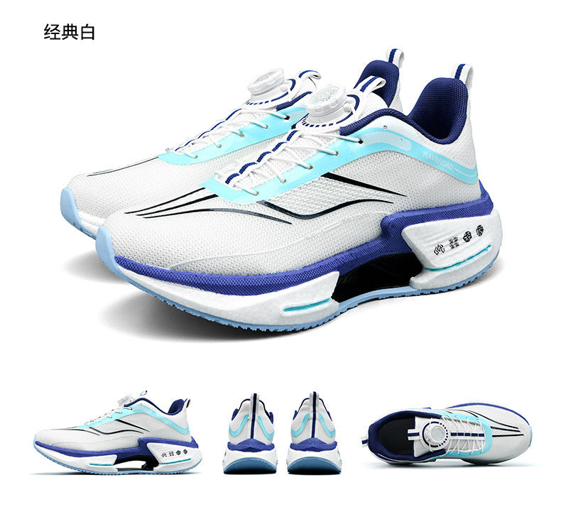 2025Men's and Women's Shock Absorption Breathable Non-Slip Sports Shoes Hollow Popcorn Carbon Plate Soft Sole Running Shoes Breathable Shock Absorption