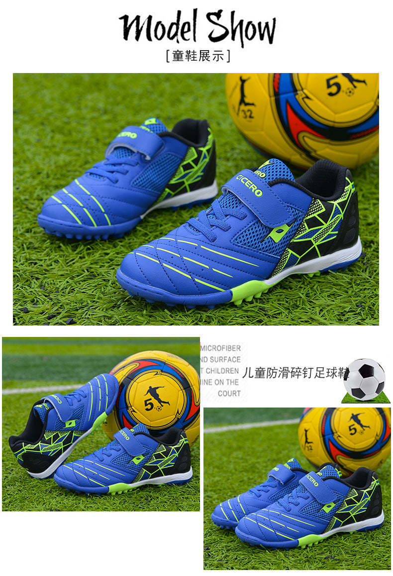 Men's Soccer Shoes TF Velcro Magic Tape Children's Sports Shoes for Primary and Secondary School Students and Teenagers for Sports Competitions and Training