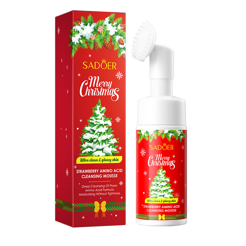 Full English Christmas Strawberry Amino Acid Cleansing Mousse SADOER Cleansing facial cleanser  foreign trade wholesale