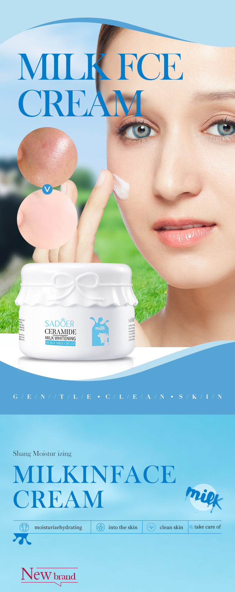 Breast Enhancement Cream120g SADOER Milk Whitening Hydrating Moisturizing Face Cream Cross-Border Wholesale