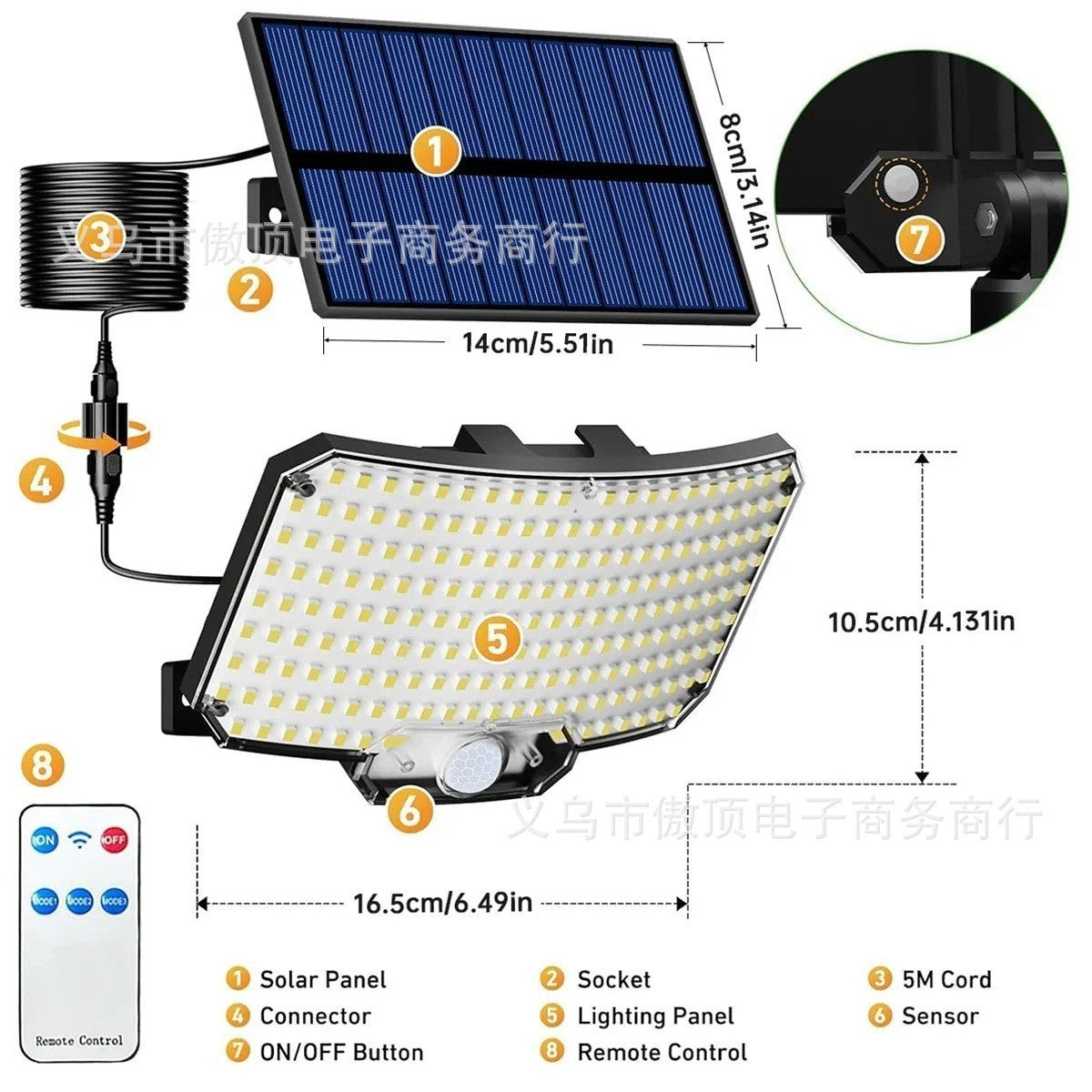 New Solar-Powered Light234LED Courtyard Waterproof Garden Villa Lighting Lamp Split Type Outdoor Lighting Lamp