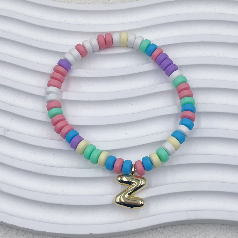 Bubble Balloon Letter Bracelet Best Friend Friendship Gift Sweet Bracelet Colorful Soft Clay Abacus Bead Bracelet