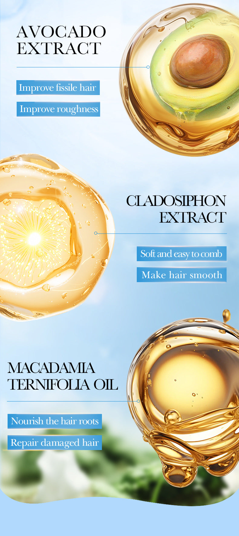 Avocado Smooth and Nourishing Hair Mask SADOER Cross-border foreign trade wholesale of frizz improvement conditioner