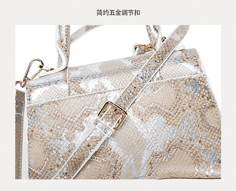 First Layer Snake Pattern Hourglass Bag Female Affordable Luxury Fashion Women's Bag Niche Baguette Handbag All-Match Shoulder Messenger Bag