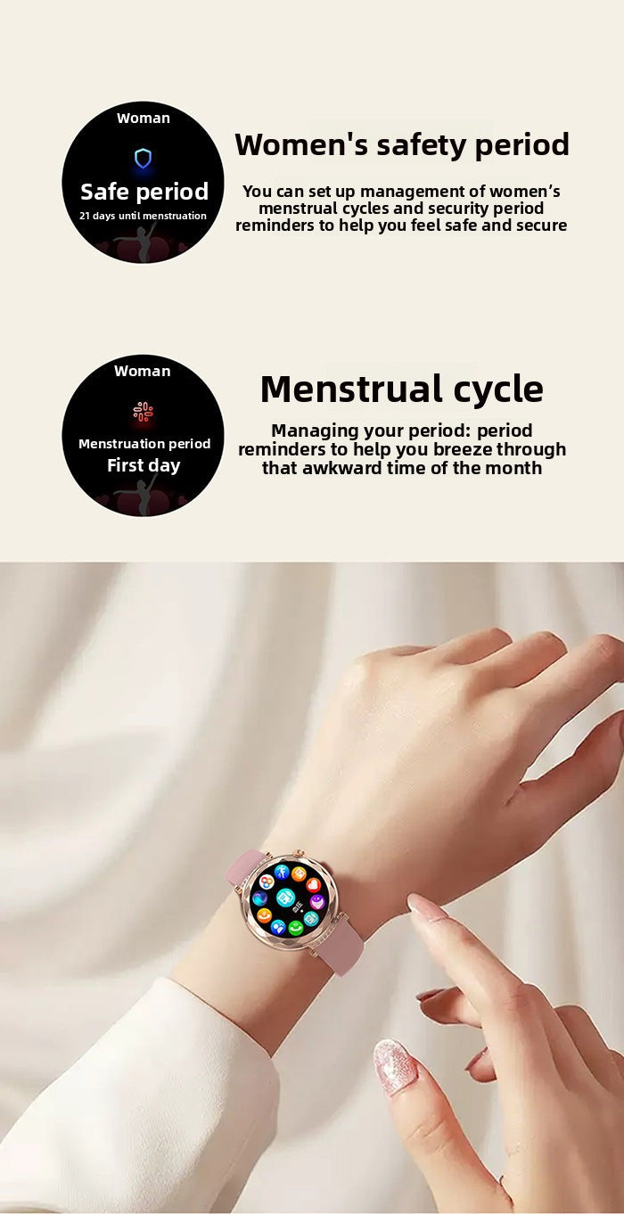 HK88Smart Watch1.19inch Bluetooth Call True Heart Rate Pedometer Sleep Monitor Women's Sports Watch